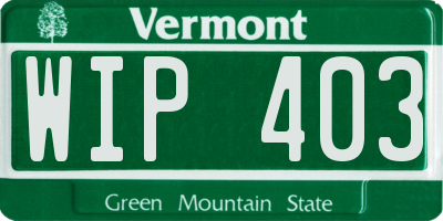 VT license plate WIP403