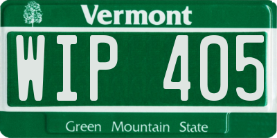 VT license plate WIP405