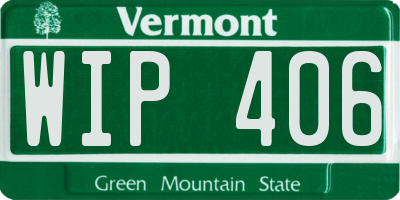 VT license plate WIP406
