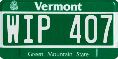 VT license plate WIP407
