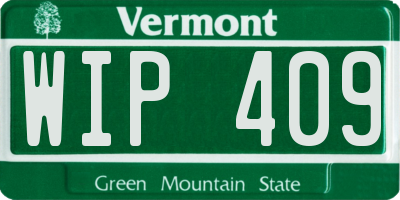 VT license plate WIP409