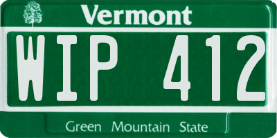 VT license plate WIP412