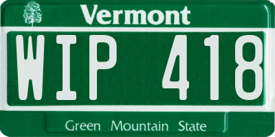 VT license plate WIP418