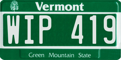 VT license plate WIP419