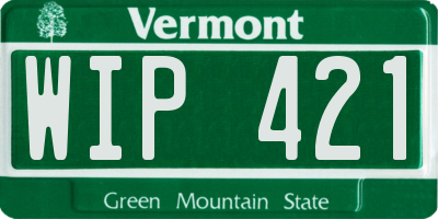 VT license plate WIP421