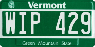VT license plate WIP429