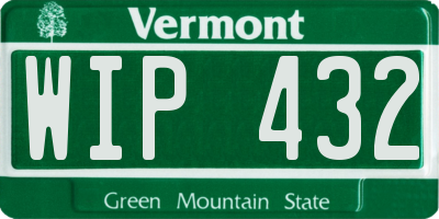 VT license plate WIP432