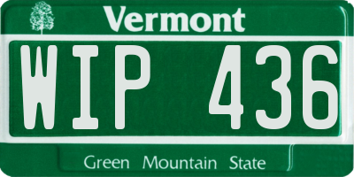 VT license plate WIP436