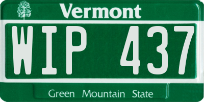 VT license plate WIP437