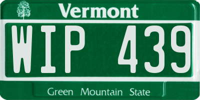 VT license plate WIP439