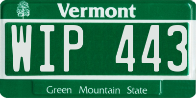 VT license plate WIP443