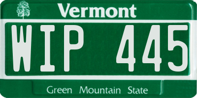 VT license plate WIP445