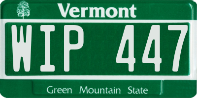 VT license plate WIP447