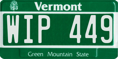 VT license plate WIP449