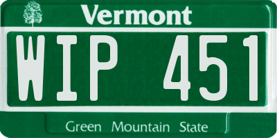 VT license plate WIP451