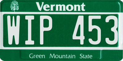 VT license plate WIP453