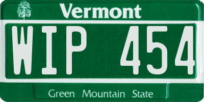 VT license plate WIP454