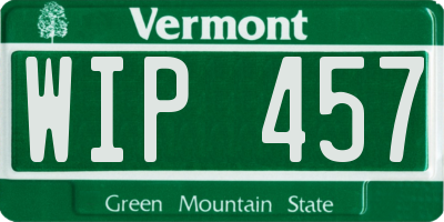 VT license plate WIP457