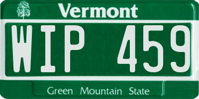 VT license plate WIP459