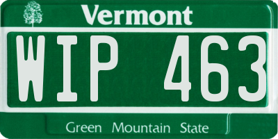 VT license plate WIP463
