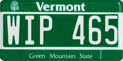 VT license plate WIP465