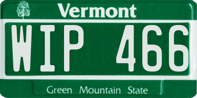 VT license plate WIP466