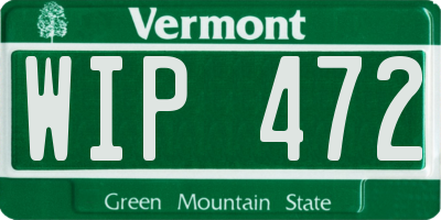 VT license plate WIP472