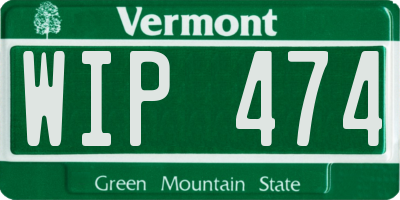 VT license plate WIP474