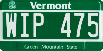 VT license plate WIP475