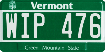 VT license plate WIP476