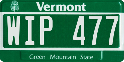 VT license plate WIP477