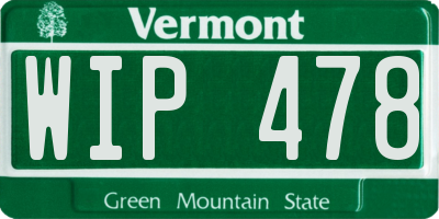 VT license plate WIP478