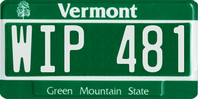 VT license plate WIP481