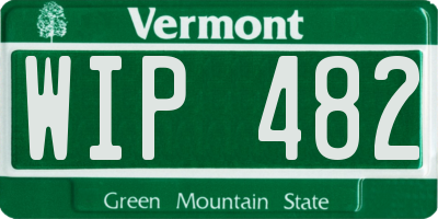 VT license plate WIP482