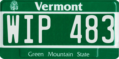 VT license plate WIP483