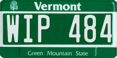 VT license plate WIP484