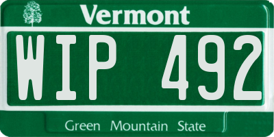 VT license plate WIP492
