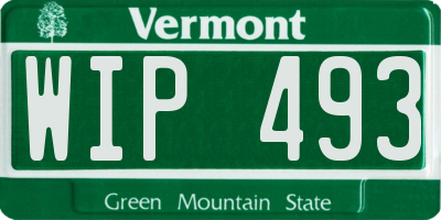VT license plate WIP493
