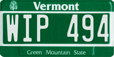 VT license plate WIP494