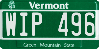 VT license plate WIP496