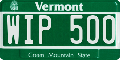 VT license plate WIP500