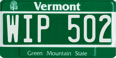 VT license plate WIP502