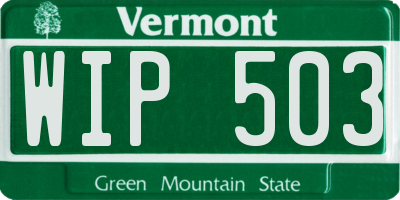 VT license plate WIP503