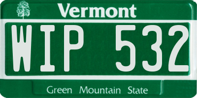 VT license plate WIP532
