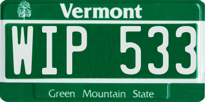 VT license plate WIP533