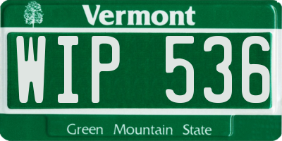 VT license plate WIP536