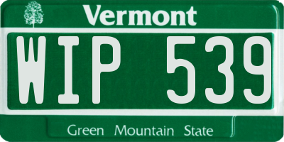 VT license plate WIP539