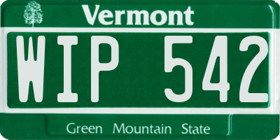VT license plate WIP542