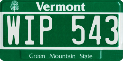 VT license plate WIP543