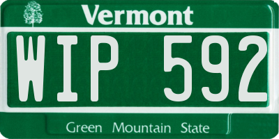 VT license plate WIP592